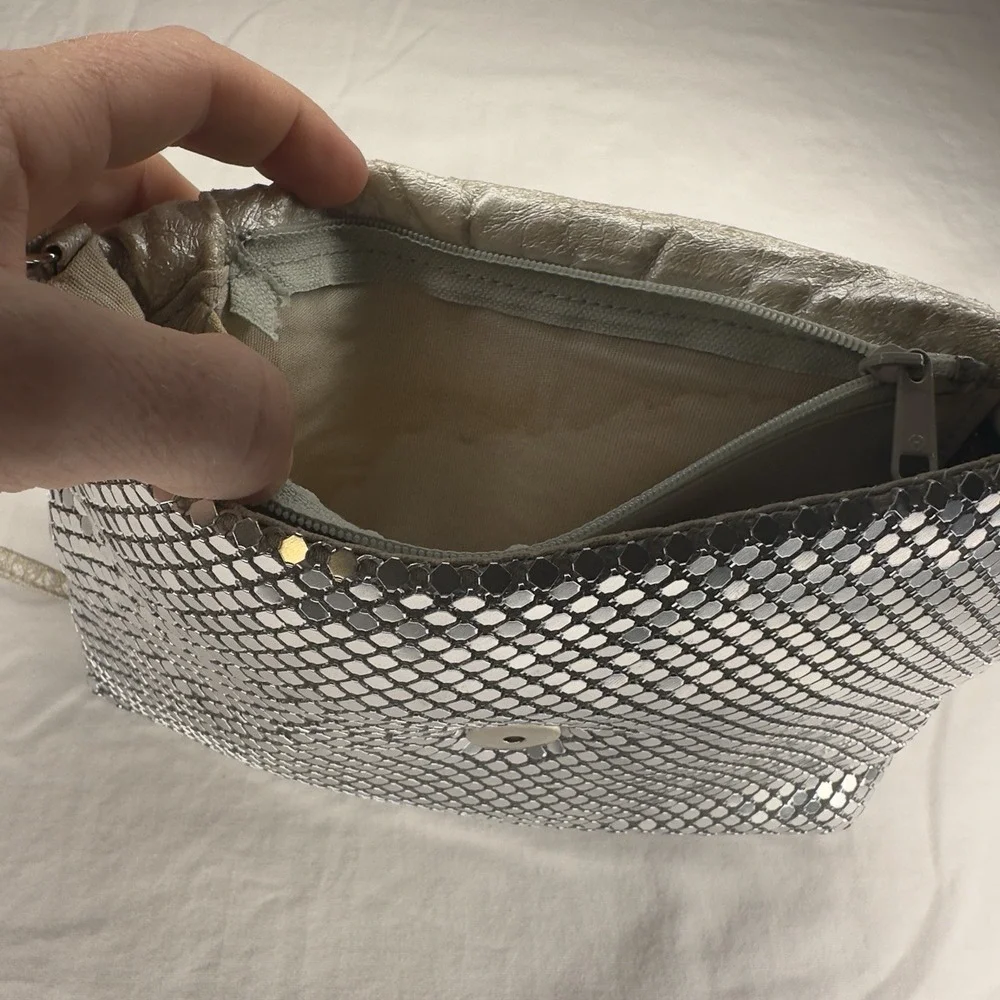 Silver Mesh Chainmail Clutch Shoulder Bag Evening Party Purse‎